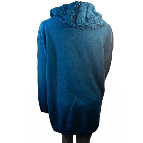 Twiggy London Womens Size 2X Knit Sweater Teal Cowl Neck Oversize Pullover Soft - Picture 3 of 9